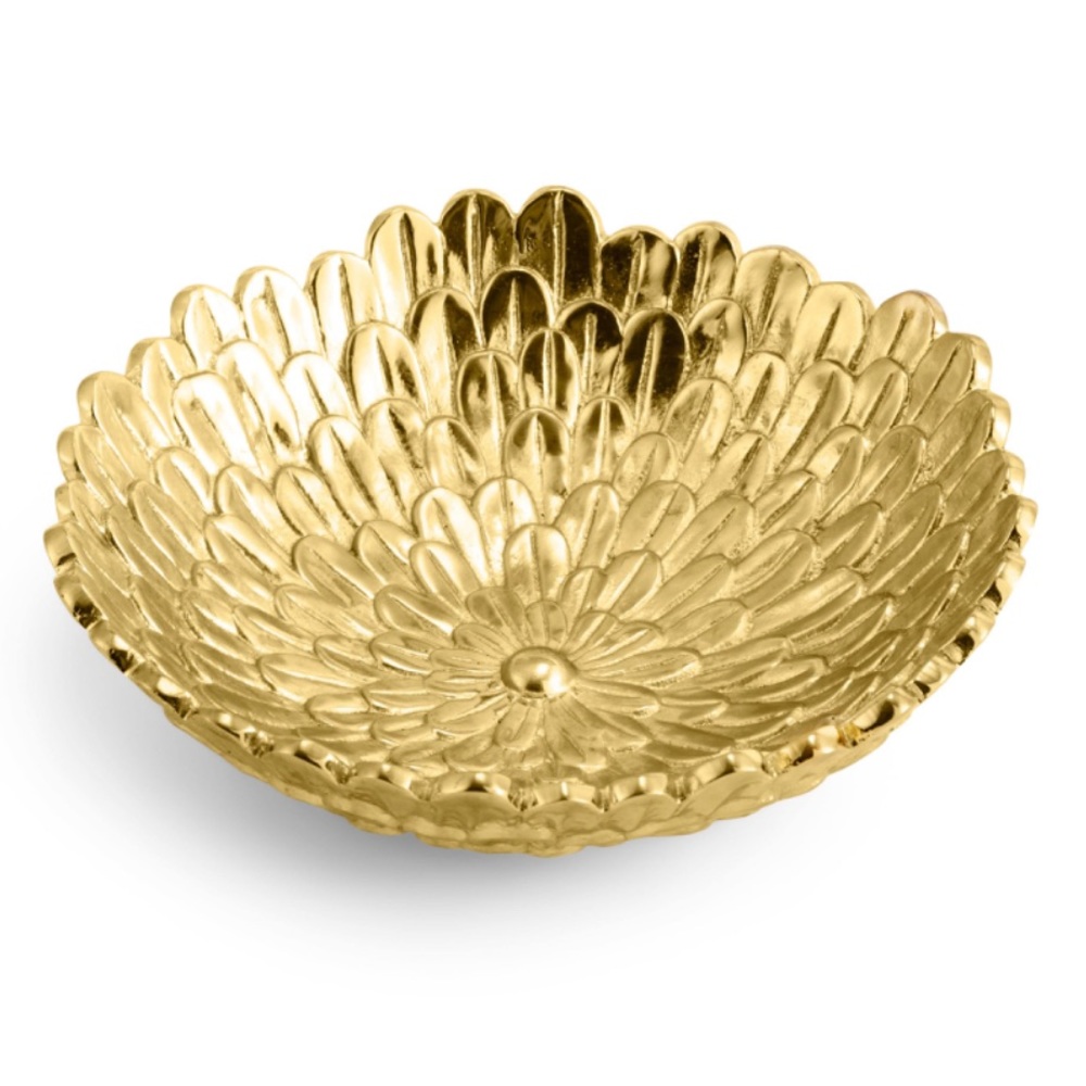 Michael Aram gold chrysanthemum nut bowl